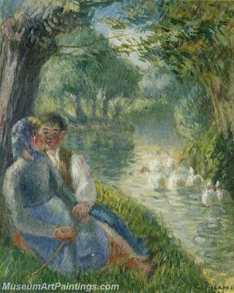 Lovers Seated at the Foot of a Willow Tree Painting