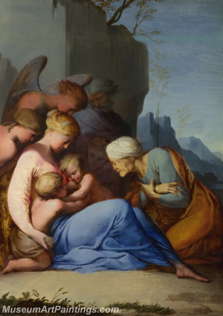 Lubin Baugin The Holy Family with Saints and Angels Painting