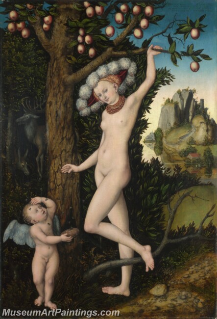 Lucas Cranach Elder Cupid complaining to Venus Painting