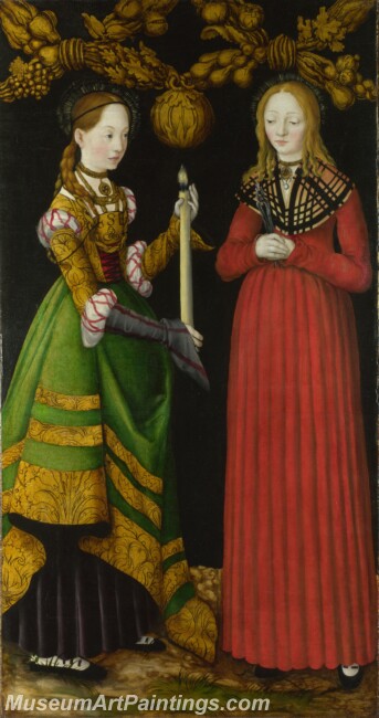 Lucas Cranach Elder Saints Genevieve and Apollonia Painting