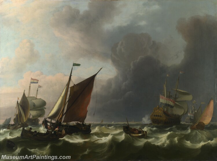 Ludolf Bakhuizen Dutch Men of war off Enkhuizen Painting