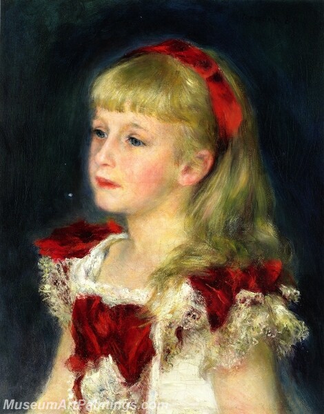 Mademoiselle Grimprel with a Red Ribbon Painting