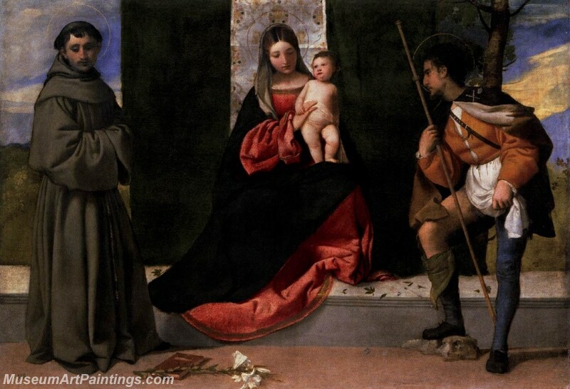 Madonna and Child with Sts Anthony of Padua and Roch Painting