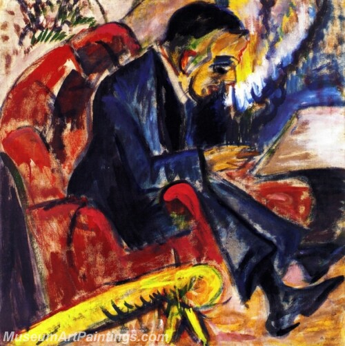 Man Sitting on a Park Bench Painting