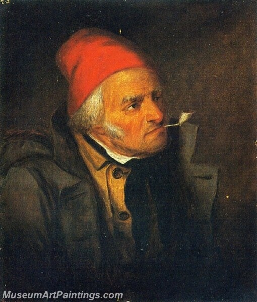 Man with Red Hat and Pipe Painting