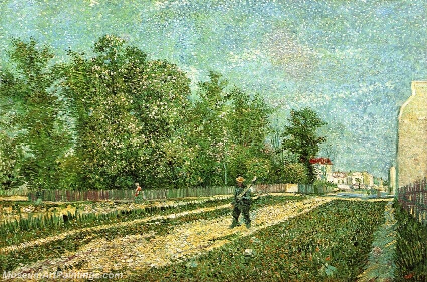 Man with Spade in a Suburb of Paris Painting