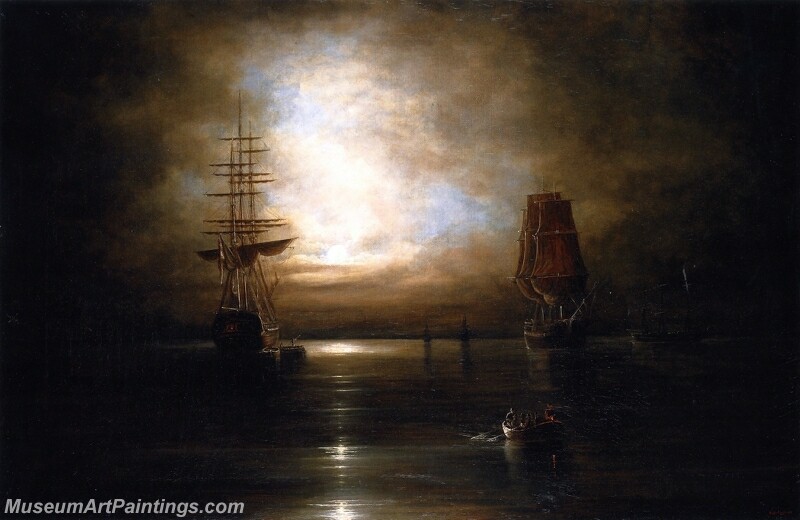 Marine View Moonlight Painting