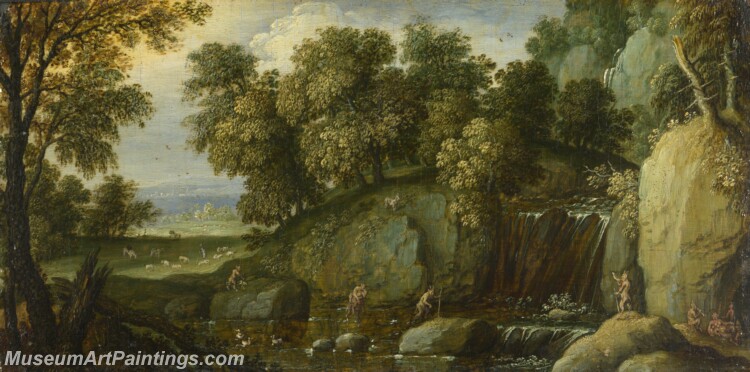 Marten Rijckaert Landscape with Satyrs Painting