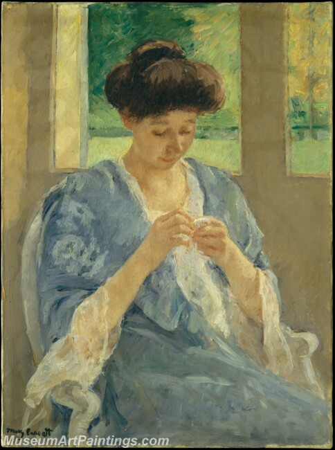 Mary Cassatt Augusta Sewing Before a Window Painting