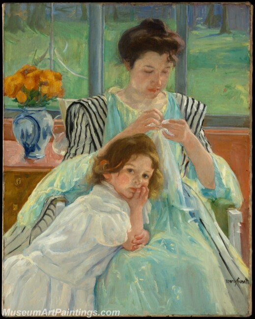 Mary Cassatt Young Mother Sewing Painting