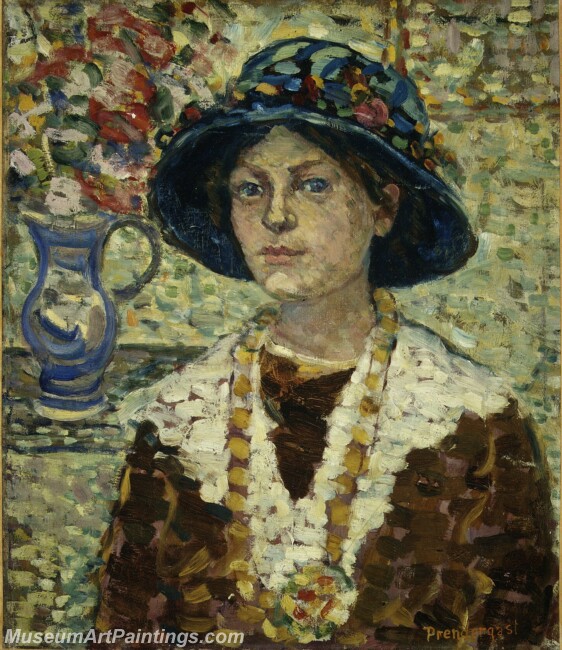 Maurice Brazil Prendergast Portrait of a Girl with Flowers Painting