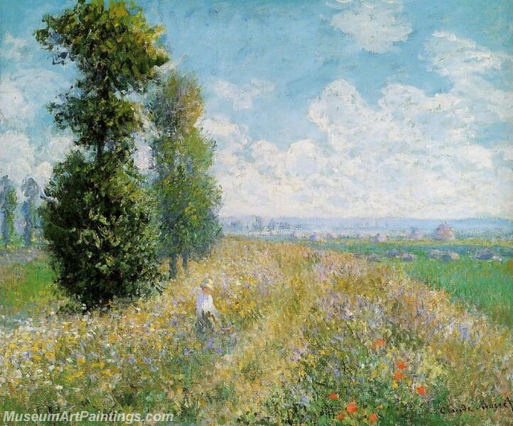 Meadow with Poplars Painting