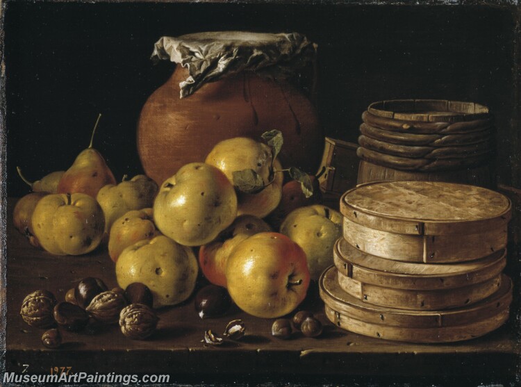 Melendez Luis Egidio Bodegon con manzanas nueces cajas de dulces y otros recipientes Painting