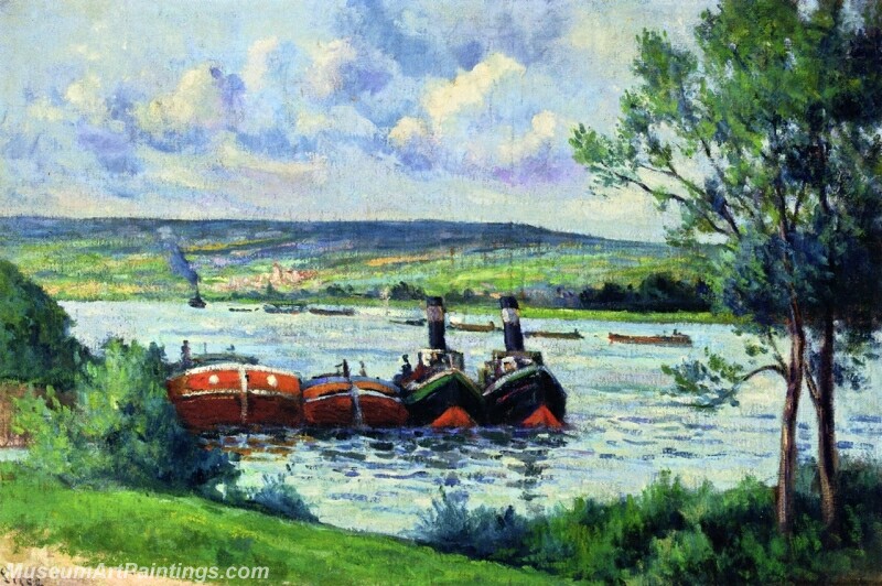 Mericourt Barges and Tug Boats Painting