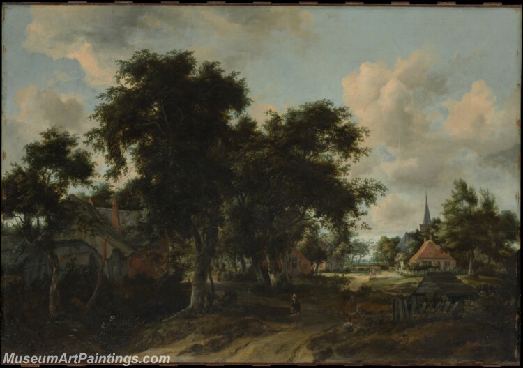 Meyndert Hobbema Entrance to a Village Painting