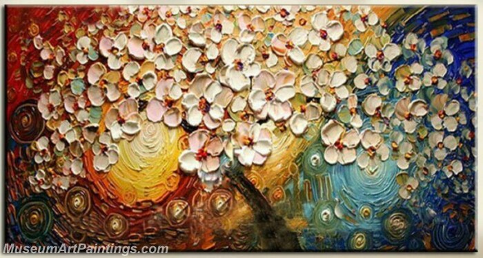 Modern Abstract Art Flowers Palette Knife Oil Painting On Canvas