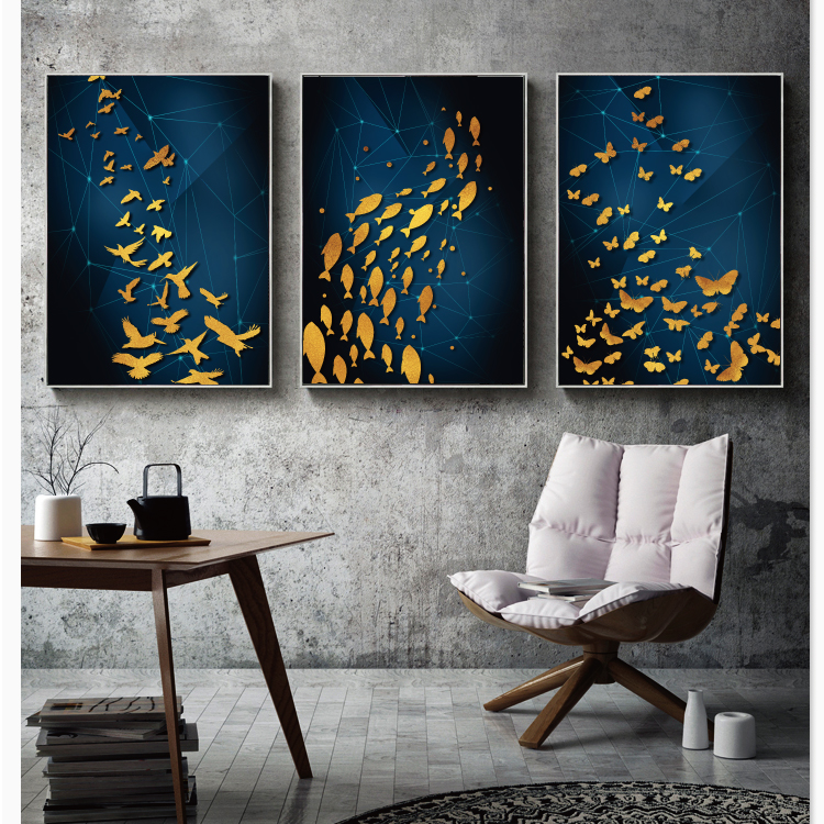 Modern Abstract Art Painting Gold Canvas Prints MAGC01