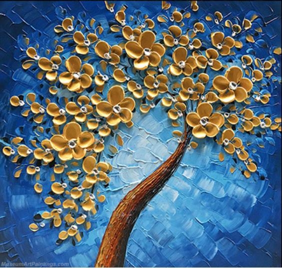 Modern Abstract Art Paintings Knife Oil Paintings Flower Tree Painting KFT015