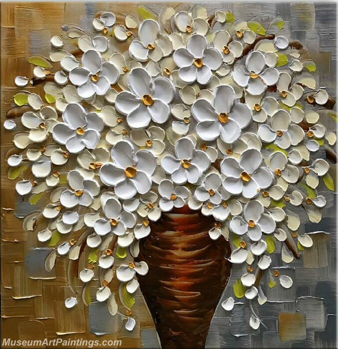 Modern Abstract Art White Flowers Painting MAA30
