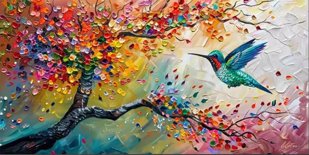 Modern Abstract Oil Paintings Flower Tree and Bird MAS039