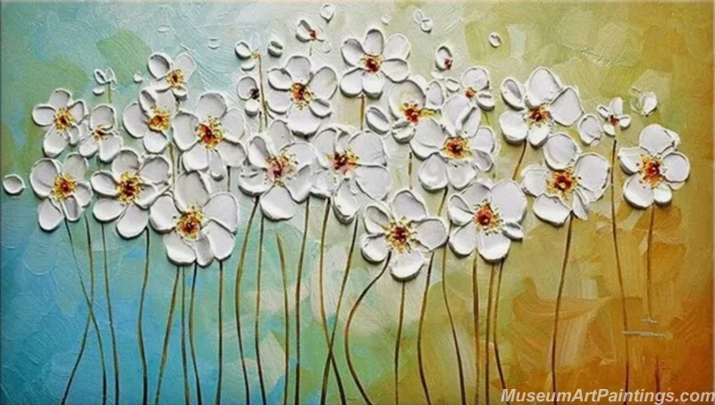 Modern Abstract Oil Paintings White Flowers MAS041