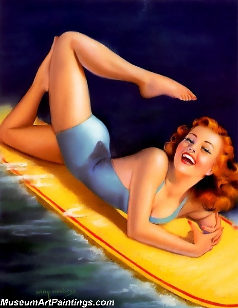 Modern Pinup Art Paintings The Perfect Wave