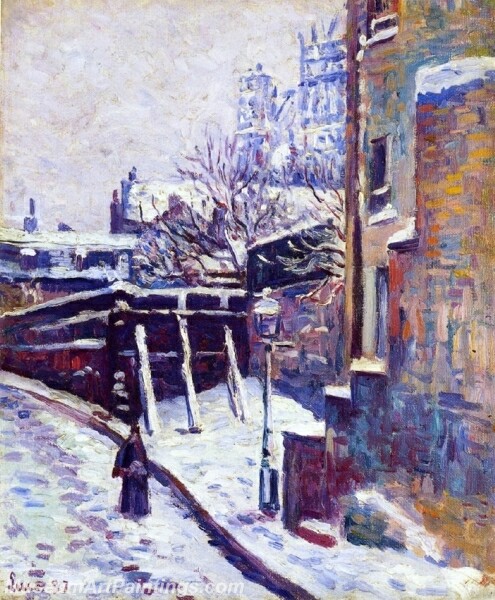 Montmartre Snow Covered Street Painting