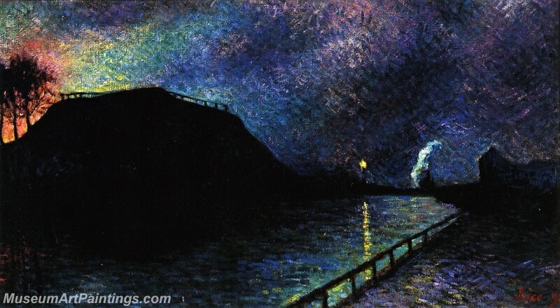 Moonlight on Charleroi Canal Painting