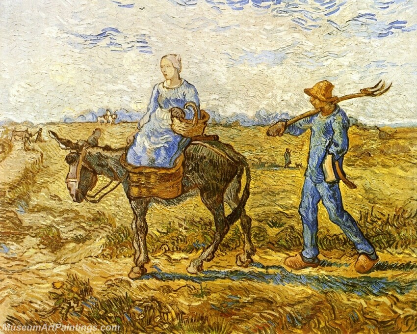 Morning Peasant Couple Going to Work Painting