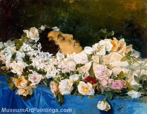 Mujer muerta rodeada de flores Painting