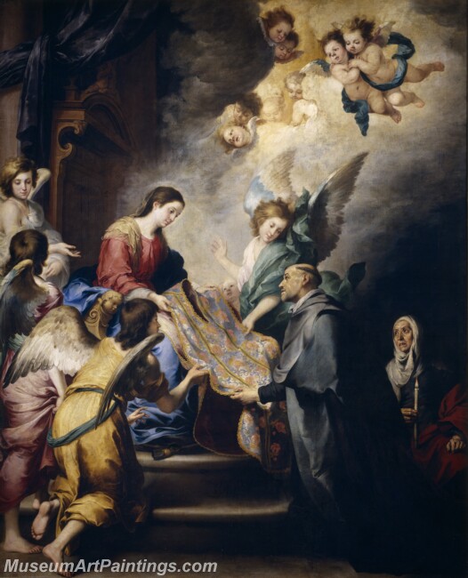 Murillo Bartolome Esteban Imposicion de la casulla a san Ildefonso Painting