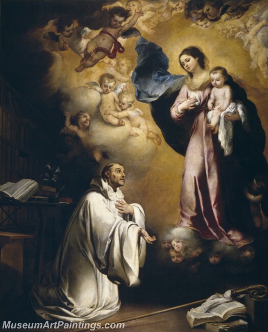 Murillo Bartolome Esteban La Aparicion de la Virgen a San Bernardo Painting