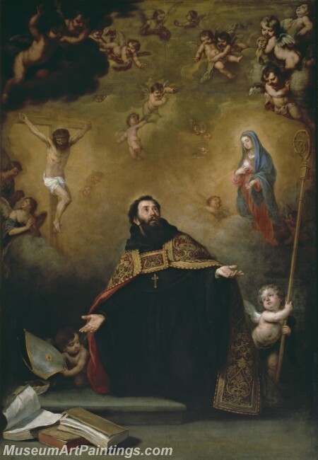 Murillo Bartolome Esteban San Agustin entre Cristo y la Virgen Painting