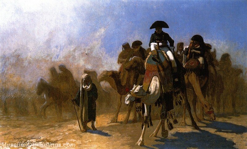 Napoleon and his General Staff in Egypt Painting