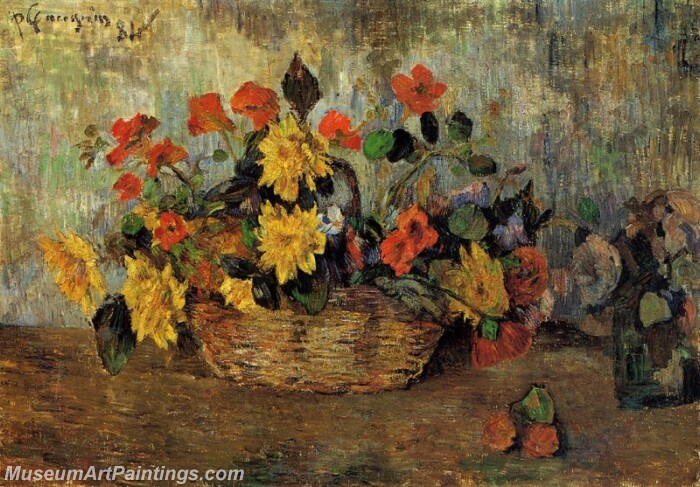 Nasturtiums and Dahlias in a Basket Painting