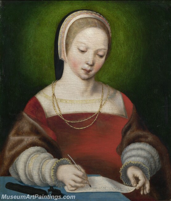 Netherlandish A Girl Writing Painting