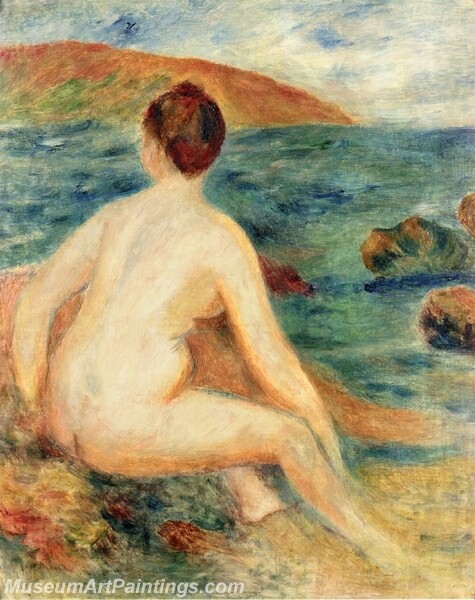 Nude Bather Seated by the Sea Painting