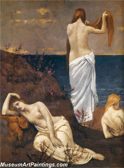 Nude Painting Young Girls by the Sea