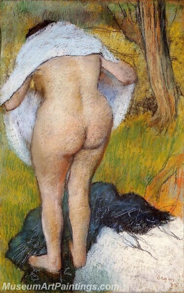 Nude Woman Pulling on Her Clothes Painting