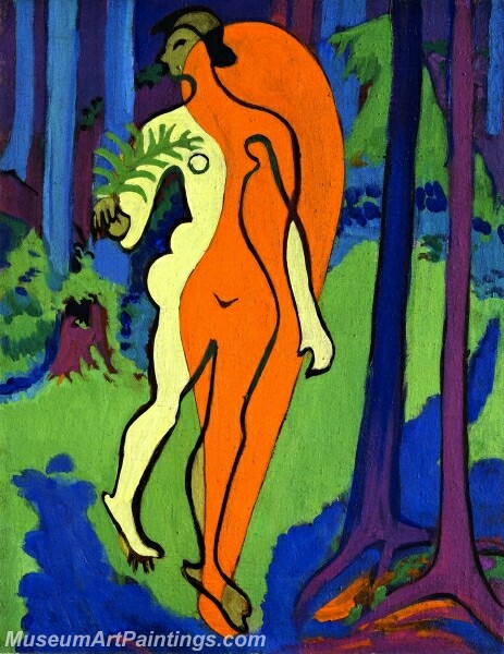 Nude in Orange and Yellow Painting