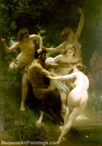 Nymphes et satyre Painting