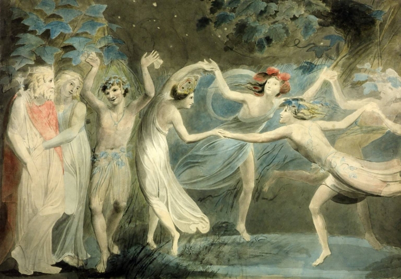 Oberon Titania and Puck with Fairies Dancing by William Blake