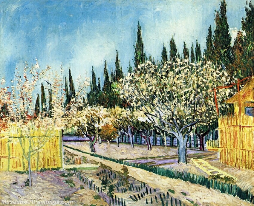 Orchard Surrounded by Cypresses Painting
