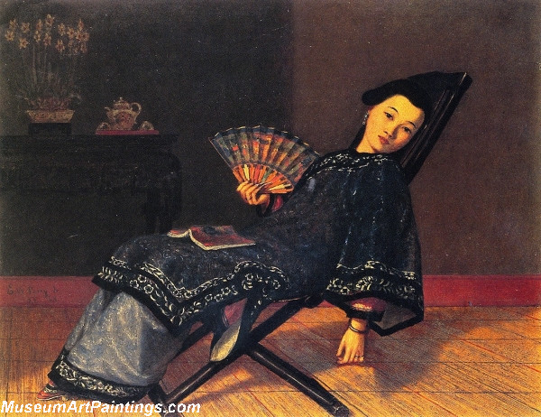 Oriental Lady with Fan by Enoch Wood Perry