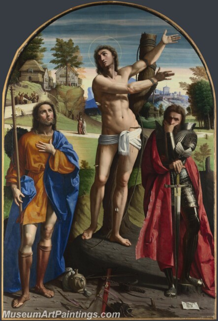 Ortolano Saints Sebastian Roch and Demetrius Painting