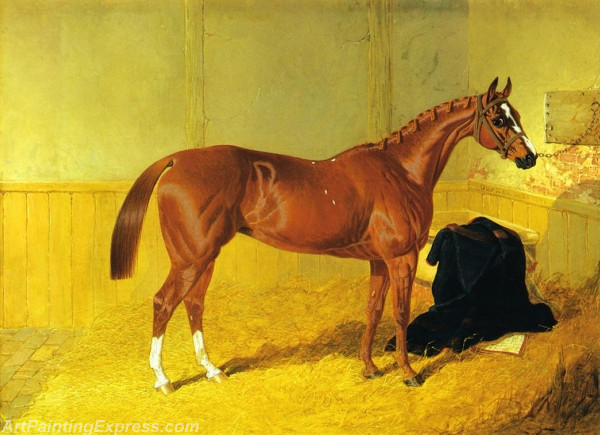 Our Nell A Bay Racehorse in a Stable painting canvas prints