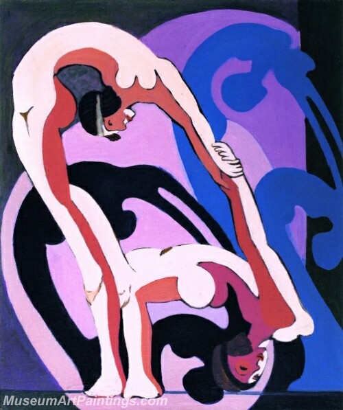 Pair of Acrobats Sculpture Painting