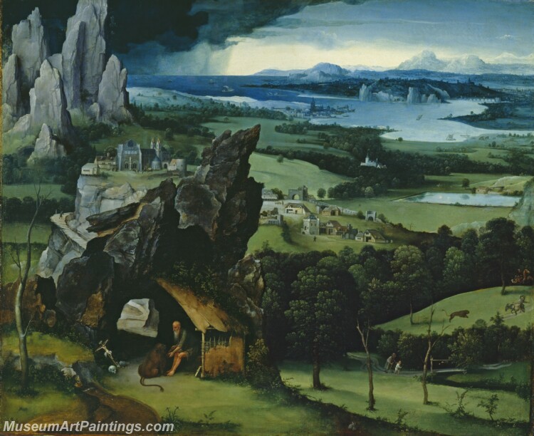 Patinir Joachim Paisaje con San Jeronimo Painting