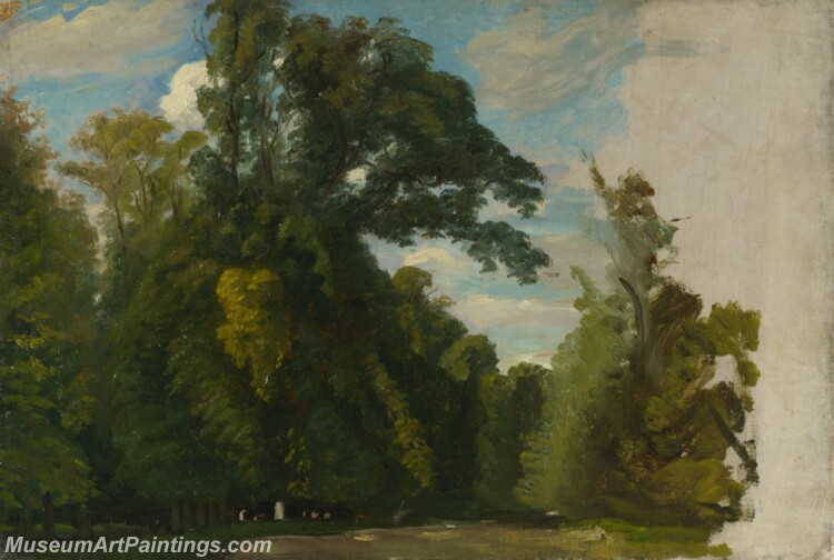 Paul Huet Trees in Park at Saint Cloud Painting