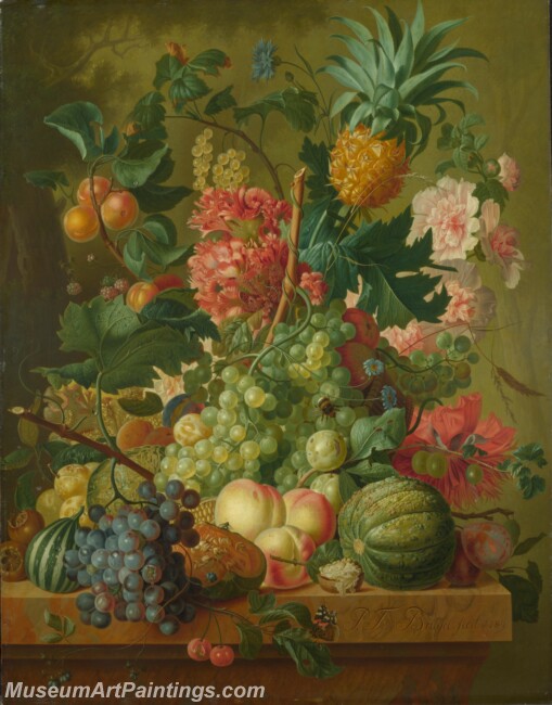 Paulus Theodorus van Brussel Fruit and Flowers Painting